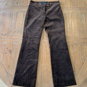 Boden brown velvet flat front straight leg slight flare trousers